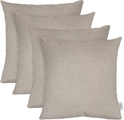 RSH DECOR: Sunbrella Square Throw Pillows Set of 4 | 24" x 24" | Water and Fade-Resistant Performance Fabric | Outdoor Pillow Covers with Down-Alternative Inserts | Made in USA (Cast Silver)