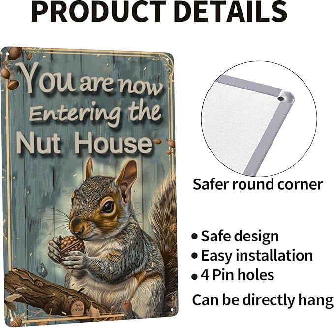 Funny Squirrels Signs Welcome To The Nut House Squirrels Stuff For Indoor Outdoor Decor 12x8 Inches You Are Now Entering The Nut House