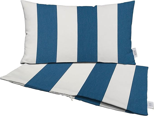 RSH DECOR: Sunbrella Pillow Covers Set of 2 | Covers Only - 26" x 16" | Outdoor Lumbar Pillow Covers Crafted with Sunbrella Performance Fabric | Cabana Regatta