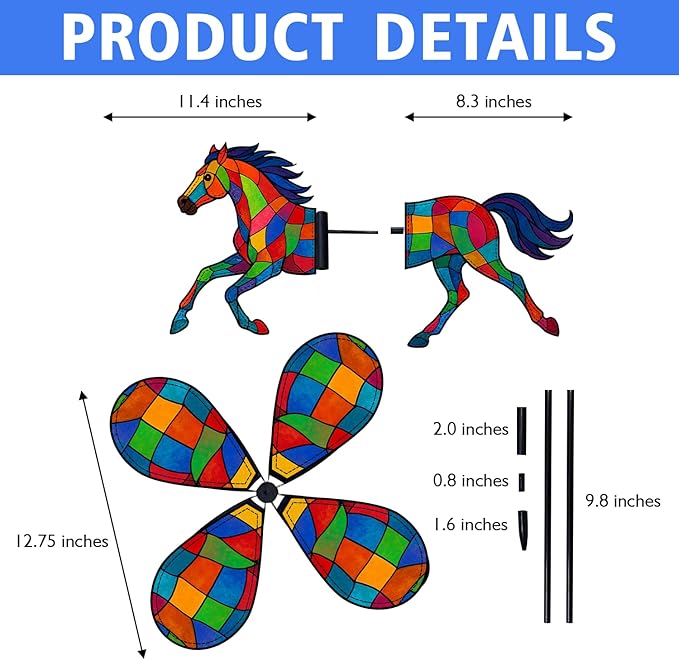 Horse Petite Spinner Outdoor, Horse Wind Spinner for Yard and Garden