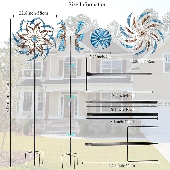 Stargarden Large Wind Spinners Outdoor, 23 Inch Kinetic Wind Spinner, Hollow-Out Metal Wind Sculptures & Spinners, Double-Side Windmill for Patio, Lawn, Garden Decor