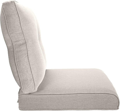 Pop 22x25/22x24 Outdoor Cushions for Patio Couch Chairs Set of 3 - High Back Comfy Outside Seat Cushions for Lawn Wicker Dining Rocker Glider Loveseat 3-Seater Sectional Sofa - Beige/Button