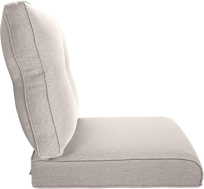 Pop 22x25/22x24 Outdoor Replacement Cushions - 1 Set High Back Deep Seat Patio Furniture Cushion for Wicker Dining Swivel Rocking Chairs Rattan Loveseat Couch Sectional Sofa - Beige/Button