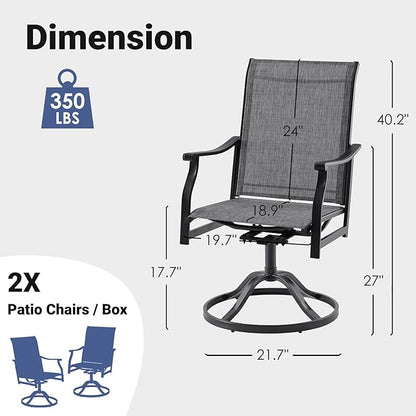 Soohow Outdoor Dining Chairs Set of 4, 360°Swivel Patio Dining Chair with Textilene Fabric, Outdoor Metal Armchair All Weather Resistant, Ergonomic Comfort, Perfect for Patio, Backyard, Balcony
