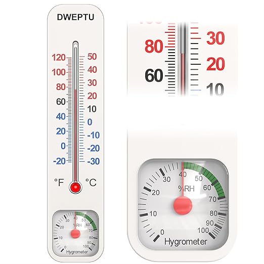 Outdoor/Indoor Thermometer Hygrometer Humidity Monitor Temperature Humidity Gauge Meter with Celsius/Fahrenheit (℃/℉) for Patio Field Cellar Garden Humidors Greenhouse Closet by DWEPTU