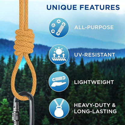 TECEUM Cotton Rope 3/16” (5 mm) – 50 FT – Strong All-Purpose Braided Rope – Natural Cotton – for Crafting, Сamping, Clothes Line, DIY, Indoor & Outdoor Use – Honey