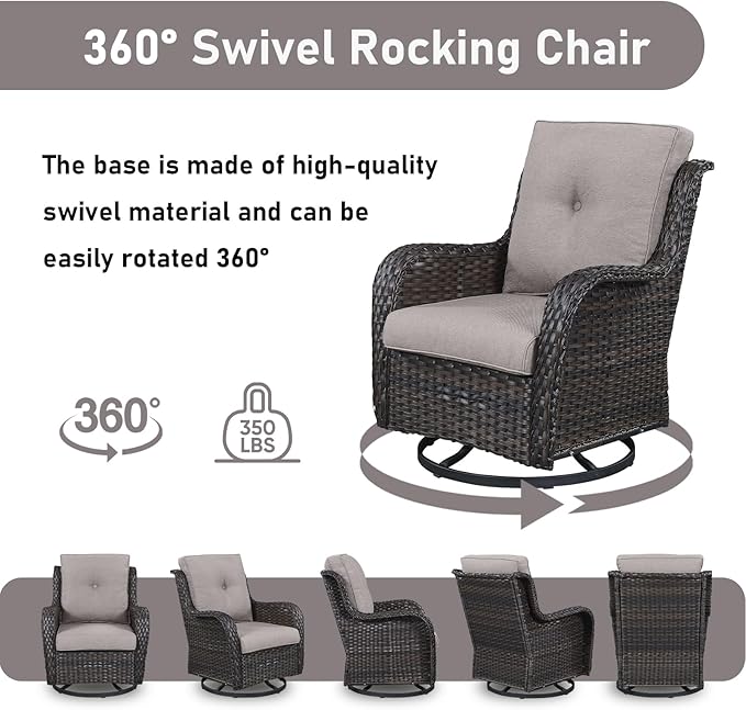 Wicker Outdoor Conversation Se with 50,000 BTU Gas Propane Fire Pit Tablet-6 Pieces Outdoor Wicker High Back Couch Patio Furniture for Deck Poolside Backyard