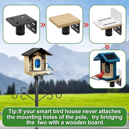 89 inch Double Hooks Heavy Duty Bird Feeder Pole with Squirrel Baffle for Outdoors,5-Prong Base Adjustable Bird House Pole for Smart Camera Birdfeeder,Bluebird House