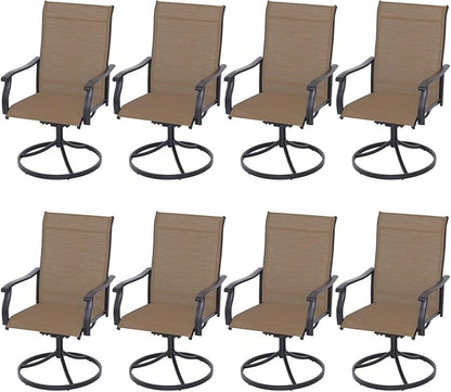 Patio Swivel Dining Chairs Set of 8, Outdoor Metal Chair with Textilene Mesh Fabric Patio Furniture Set Porch Chairs with Metal Rocking Frame for Lawn Garden Backyard