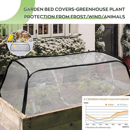 Raised Garden Bed Cover with Frame-4x2x1.3ft Garden Greenhouse Cover with Zipper Door,Garden Rows Accelerator Plants Cover for Vegetable & Flower Beds