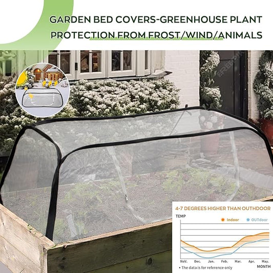 Raised Garden Bed Cover with Frame-4x2x1.3ft Garden Greenhouse Cover with Zipper Door,Garden Rows Accelerator Plants Cover for Vegetable & Flower Beds