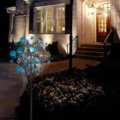 Solar Wind Spinners Outdoor,Hot Air Balloon Wind Spinner with LED Glass Ball,Muti-color Wind Spinners for Yard and Garden,Pinwheels Kinetic Wind Spinner,Wind Sculptures & Spinners for Pathway