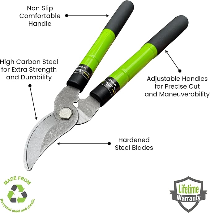 Garden Guru Bypass Loppers Tree Trimmer Clipper w/Telescopic Handle 15–22" - High Carbon Steel Blade Gardening Loppers Pruning Shear - Comfort Grip Handles – Branch Cutter (2 Pack)