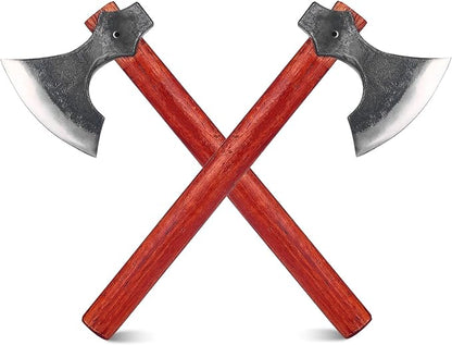16" Throwing Axe Set with Beech Wood Handle, Professional Throwing Hatchet Set of Two, Viking Style Throwing Tomahawks with Steel Wedge for Adults' Competition and Outdoor Recreation, Red