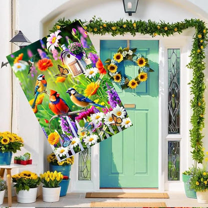 Spring Summer Humming bird House Flag Birds Floral Garden Flags 28x40 Double Sided, Large Yard Flags for Outside Decoration