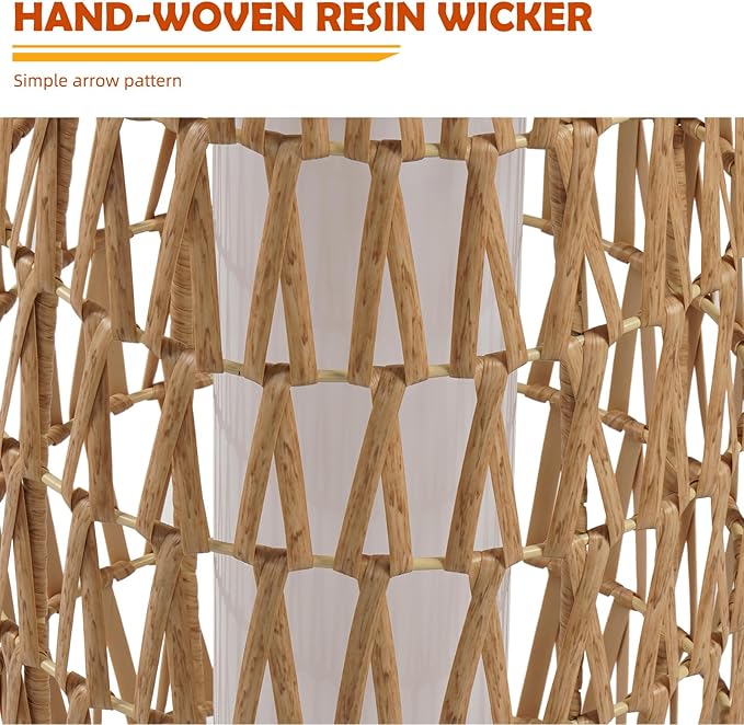 Solar Yard 2-Pack 29" Outdoor Solar-Powered Woven Wicker Boho Lantern Floor Lamp, Decoration for Deck Garden, Pathway, Oslo Natural