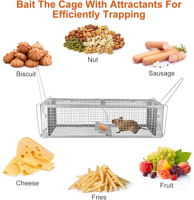 Moclever Humane Live Rat Trap – Dual-Door Rodent Cage with High-Sensitivity Gravity Pedal, Escape-Proof Dense Mesh, Zinc Electroplated for Durability, Indoor & Outdoor Use – 16.53” x 6.1” x 4.33”