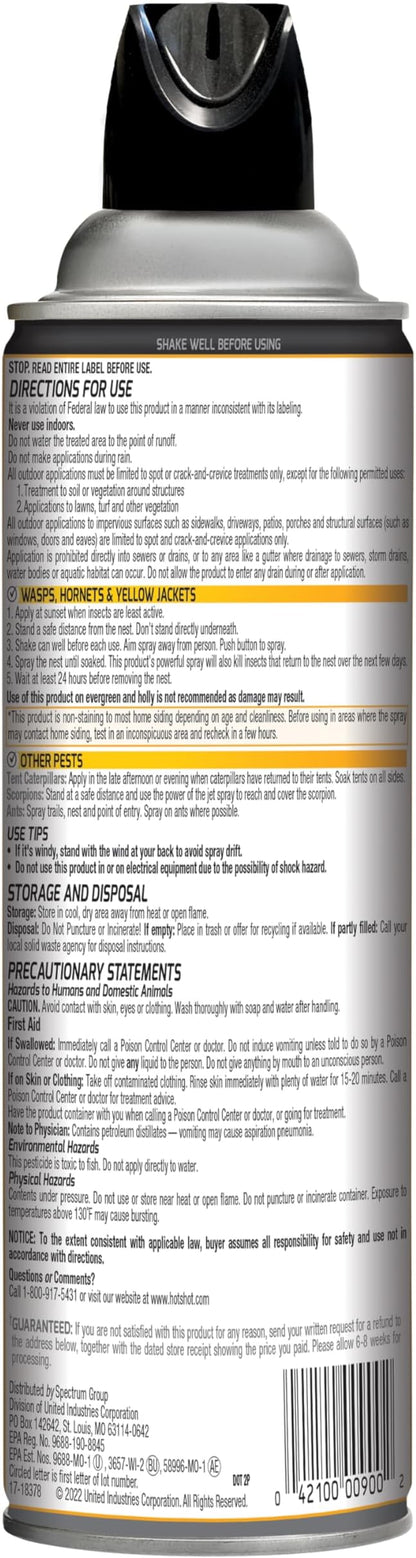 Hot Shot Wasp & Hornet Killer, Aerosol, 14-Ounce, 12-Pack Black