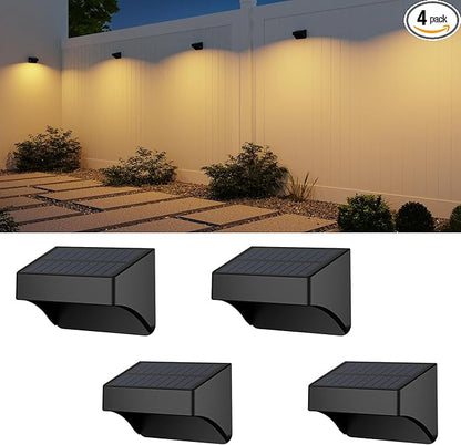Solar Fence Lights Outdoor,Fence Solar Lights Outdoor Waterproof Led IP65 with10 Fixed Colors ＆ RGB Color Changing for Wall Backyard Step Railing Patio Pool Porchaily&Holiday Decorations (4)