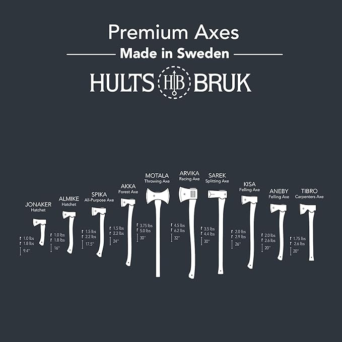 Hults Bruk 840722 Kisa Felling Axe - 2 lb Head, 26" Handle