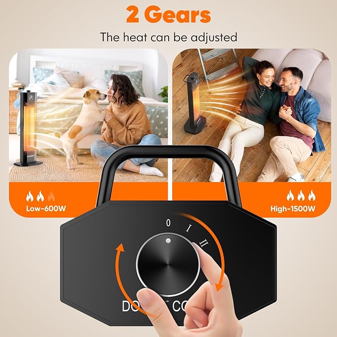 Outdoor Electric Patio Heater, Haimmy 27- inch Outdoor Electric Patio Heater, 1200W Instant Heating, 2 Heat Levels, Tip-Over & Overheat Protection, IPX5 Waterproof Tower Space Heater