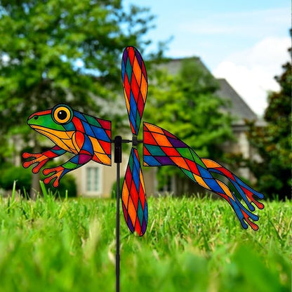 Frog Petite Spinner Outdoor, Frog Wind Spinner for Yard and Garden