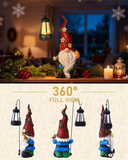 Garden Gnomes Outdoor Statue with Solar Lights,Solar Gnomes Decorations for Yard Outdoor gnome Decorations for Garden, Patio Gnome Gifts for Mom