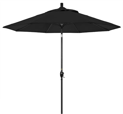 California Umbrella GSPT908302-5408 9' Round Aluminum Market, Crank Lift, Push Button Tilt, Black Pole, Sunbrella Patio Umbrella, 9-Feet