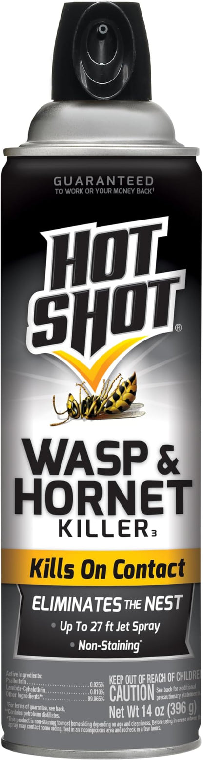 Hot Shot Wasp & Hornet Killer Spray, For Insects Eliminates The Nest, Sprays Up To 27 Feet, 14 fl Ounce