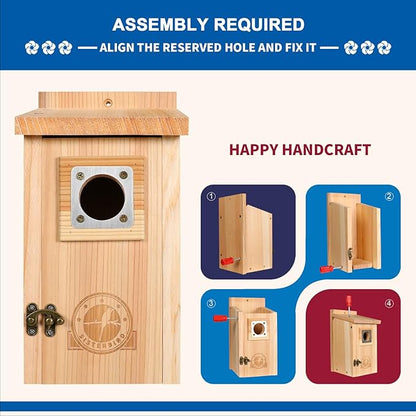 Bird Houses for Outside 1-1/2” Entrance Hole Cedar Birdhouses with Metal Guard Outdoor Bluebird Wren Swallow Finch Asssembly Required