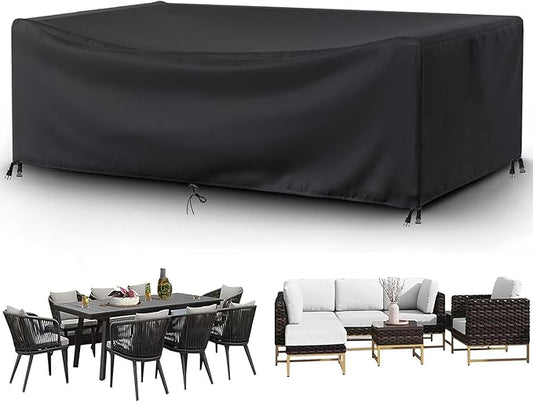 Patio Furniture Covers Outdoor Table Cover Waterproof Rectangular Patio Dining Table Cover Wind Dust Proof Anti-UV Garden Sectional Couch-Cover Table and Chair Set Covers 80"L x 40"W x 29"H Black
