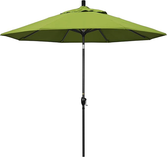 California Umbrella GSPT908302-5429 9' Round Aluminum Market, Crank Lift, Push Button Tilt, Black Pole, Sunbrella Macaw
