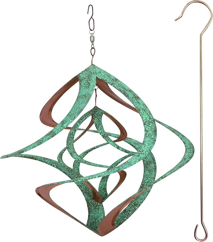Red Carpet Studios Deluxe Double Helix Cosmix Wind Spinner, 14-Inch, Patina and Copper