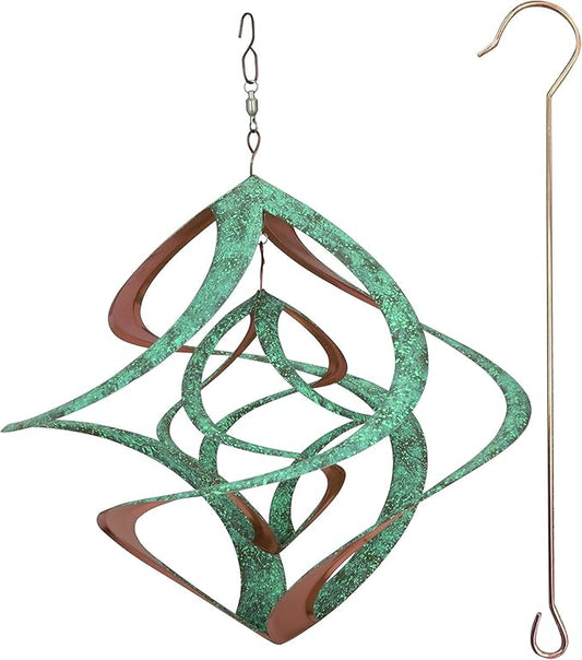 Red Carpet Studios Deluxe Double Helix Cosmix Wind Spinner, 14-Inch, Patina and Copper