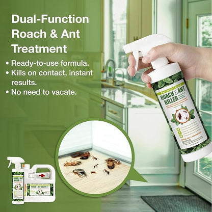 EcoVenger by EcoRaider Roach & Ant Killer 64 oz, Kills on Contact, Kills Ants & Other Indoor & Outdoor Crawling Insects, Natural & Non-Toxic, Pleasant Botanical Scent, Safe for Children & Pets