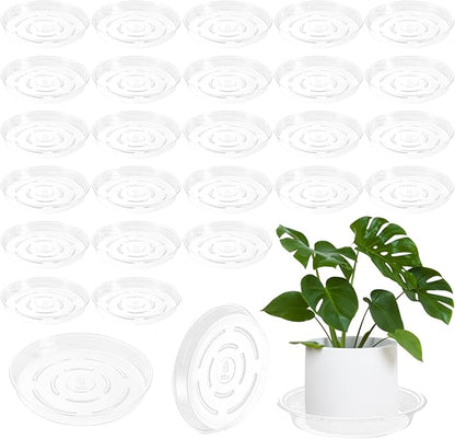 Plant Saucer 30 Pack Plant Trays for Pots 12 Inch Plastic Plant Saucers for Outdoors and Indoors Clear Drip Trays for Potted Plants Flower Pot Plates to Catch Water Plant Drainage Dishes No Holes