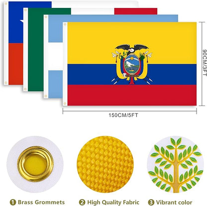 XIFAN 21 Pcs Latin American Countries Flags 3x5 ft Outdoor, Latino Culture Flag Spanish Speaking Banners for National Heritage Hispanic Month Events Classroom Party Decoration, Banderas de Latinoamerica Flag with Brass Grommets