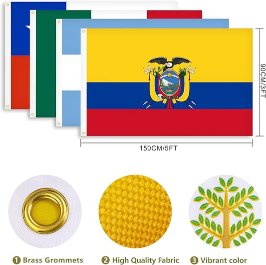 XIFAN 21 Pcs Latin American Countries Flags 3x5 ft Outdoor, Latino Culture Flag Spanish Speaking Banners for National Heritage Hispanic Month Events Classroom Party Decoration, Banderas de Latinoamerica Flag with Brass Grommets