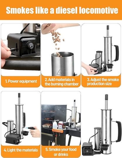 2025 Advanced Cold Smoke Generator, Tube for Pellet Smoker Upgrade, Generator for Gas Grilling, Portable Cordless Electric, Hot or Cold Smoking: Box for Any Grill, Gift for Men Dad Husband Friends