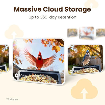 Metal Smart Bird Feeder with Camera, 2.5K UHD Bird Camera AI Identifies 11,000+ Bird's Species, Real-time Bird's Videos & Pictures, Solar Powered Wireless Outdoor, Ideal Gift