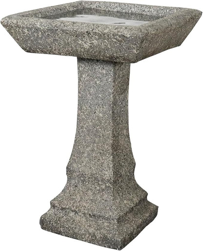 watnature Freestanding Birdbaths Outdoor - 15”Dia.X 22.8”Tall Concrete Standing Garden Bird Bath Feeder Bowl with Pedestal, Modern Outdoor Birdbath for Patio, Yard, Lawn Decor, Bird Bathing&Feeding