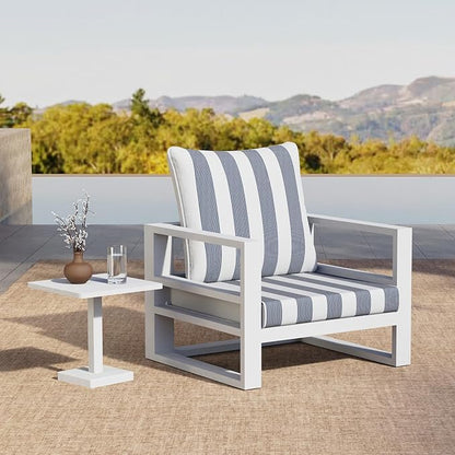 2 Pack Outdoor Throw Pillows 26x26 Inch Water-Resistant Decorative Pillow Cushions with Insert for Patio Garden Porch, Blue Stripe