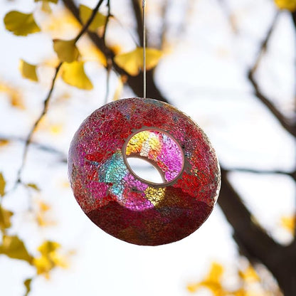 Mosaic Bird Feeder Outdoor Fly Through Wild Hanging Glass Design Birdfeeder for Garden