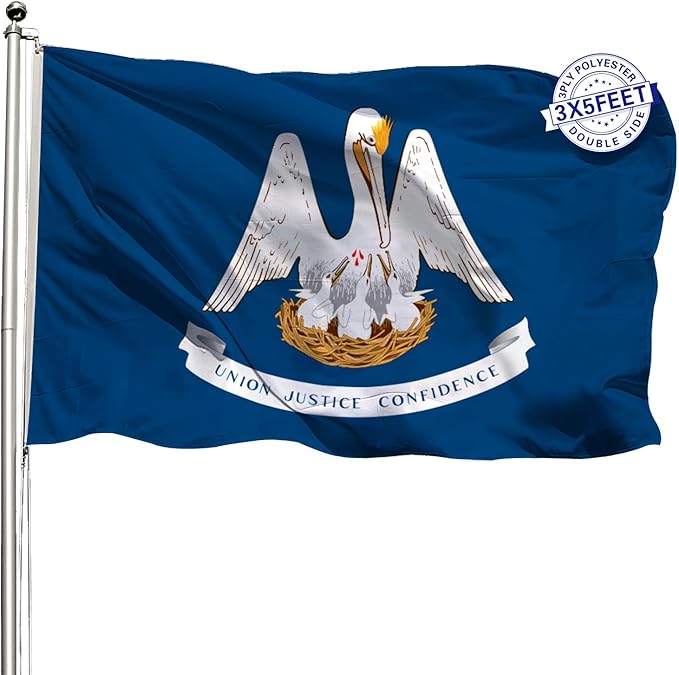 AMZFLAG Louisiana State Flag 3x5 ft Heavy Duty LA Louisiana Flags for Outdoor 3 Ply with 2 Brass Grommets, Double Sided State of Louisiana Thick Material