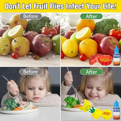 Fruit Fly Trap Refills Liquid Only, Fruit Fly Traps for Indoors,Ready-to-Use Gnats Killer Indoor Trap,Gnat Catcher for Home Kitchen (6 Pack)