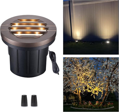 Landscape Well Lights, LED Low Voltage Ground Lights Outdoor, 12V IP67 Waterproof, Anti-Glare Wired Aluminum ORB for Outdoor Pathway & Driveway, 6W 3000K Warm White (1-Pack, Integrated LED)