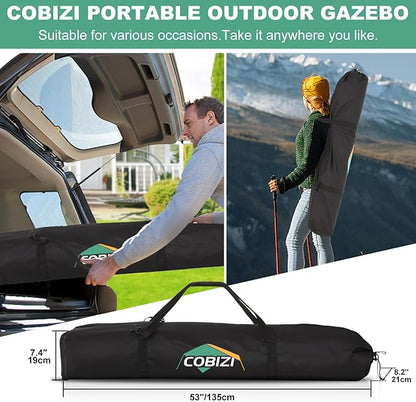 COBIZI 6x6 Pop up Gazebo Tent on Clearance, Ez up Waterproof Screen Tent Screen House with 3 sidewalls,Portable Outdoor Canopy with Carry Bag & Ground Stakes for Camping,Garden and Picnics, Blue