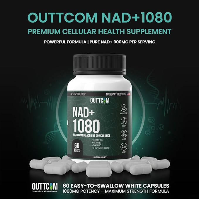NAD+ Supplement w/ Resveratrol, B12, Phosphatidylcholine & Bioperine – 900mg NAD+ Capsule, 60 Vegan, Non-GMO, Gluten-Free Capsules – Cellular Energy, Bioavailability, Liposomal NAD+ & NMN Alternative