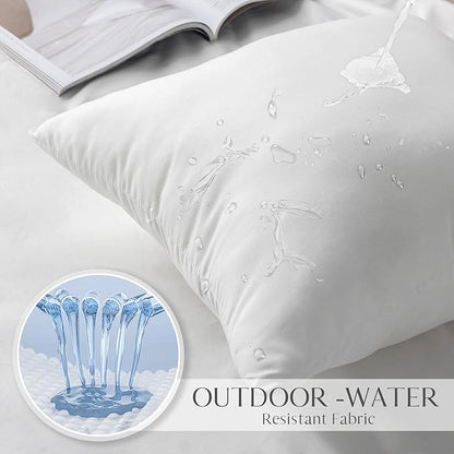 Ashler 16 x 16 Outdoor Pillow Inserts, Set of 2 Water Resistant Throw Pillow Inserts Hypoallergenic Stuffer Sham Square Pillow Insert for Patio, Bench, Garden, Indoor Outdoor Decorative