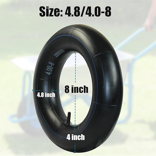 Libereco 2 Pack 4.8/4.0-8 TR13 Straight Valve Inner Tube ¨C Compatible with Lawn Mowers, Carts, Trailers, Wheelbarrows ¨C Heavy Duty Rubber Tube